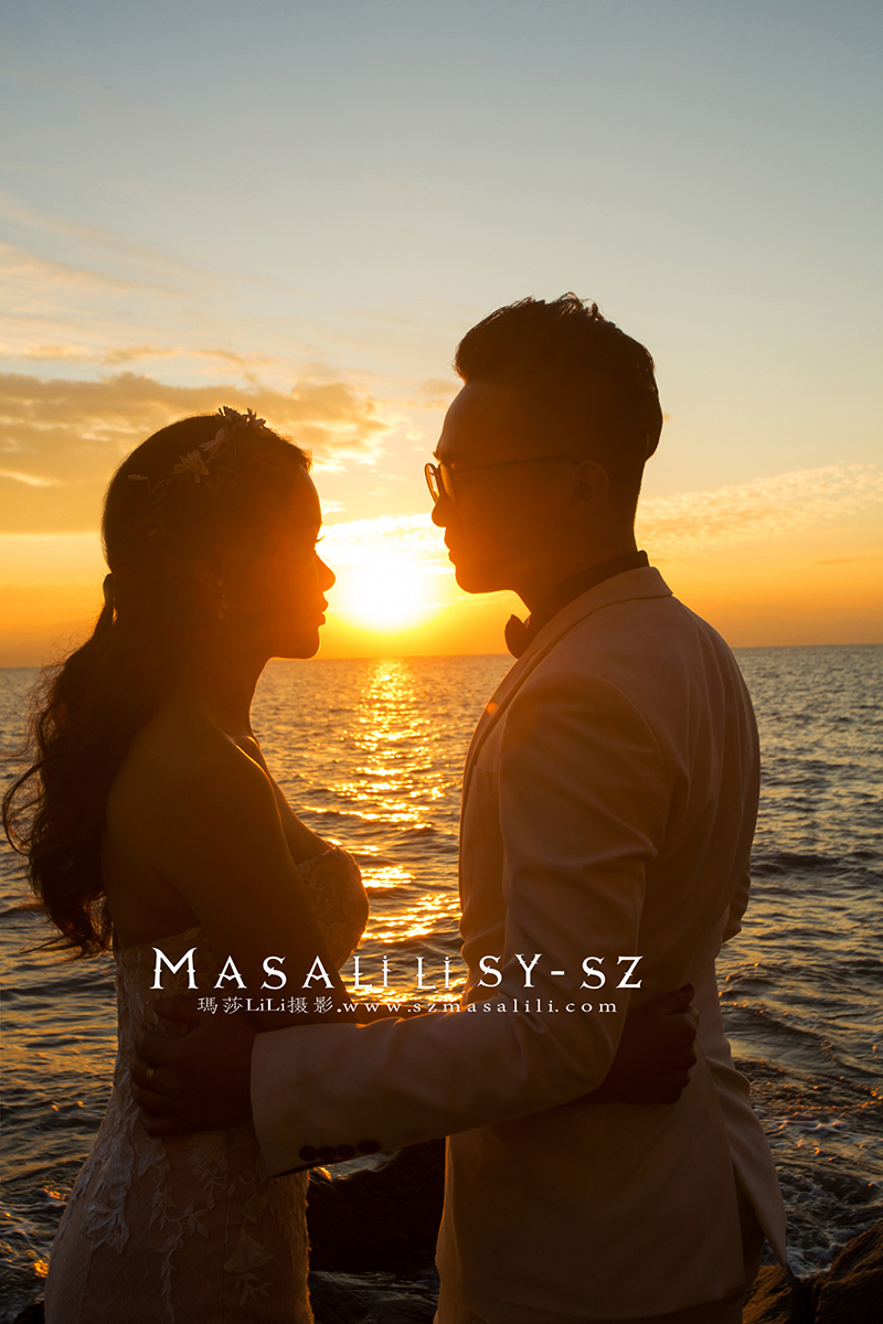 刘先生&刘小姐幸福浪漫海景婚纱照深圳最美夕阳婚纱照拍摄地玛莎莉莉出品客照分享
