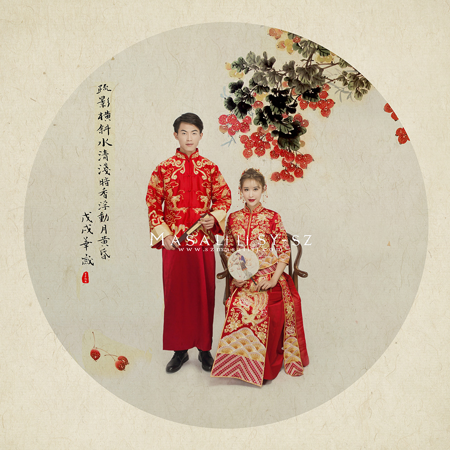 中国风工笔画风格婚纱照深圳婚纱摄影工作室瑪莎莉莉出品