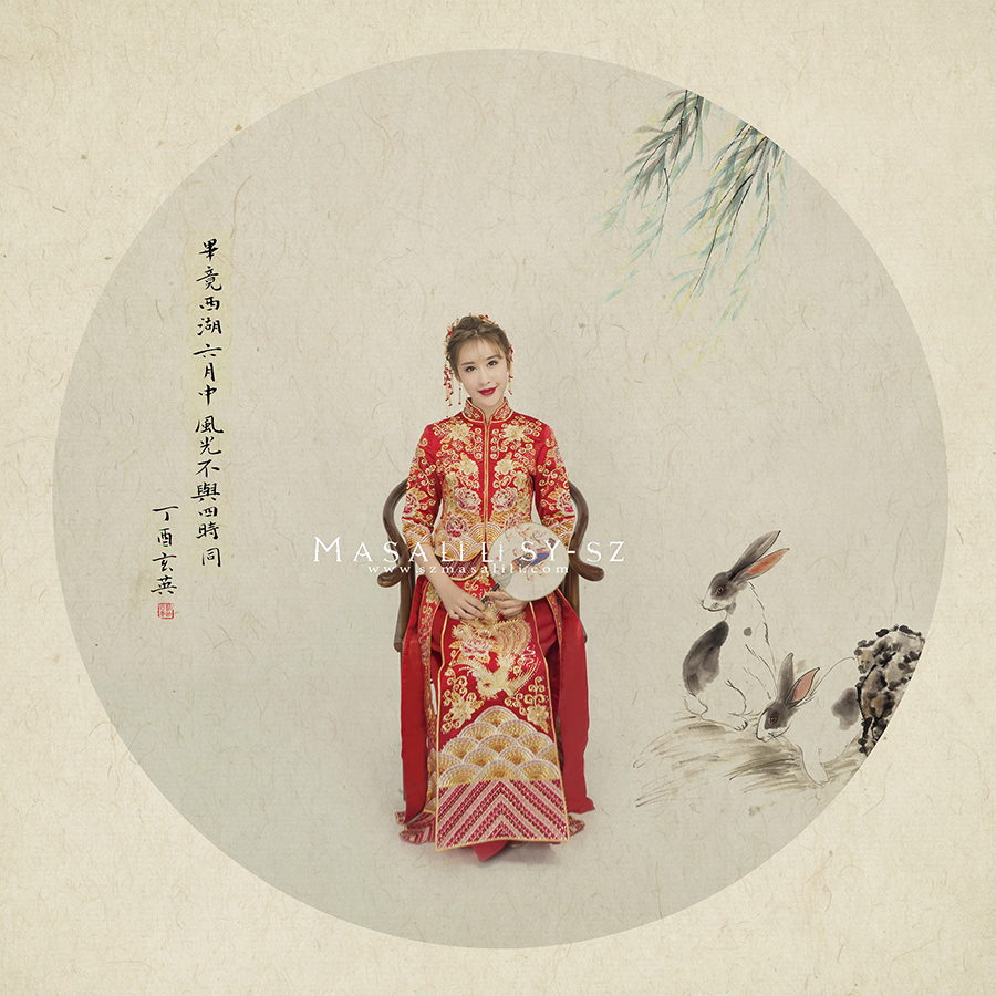 中国风工笔画风格婚纱照深圳婚纱摄影工作室瑪莎莉莉出品