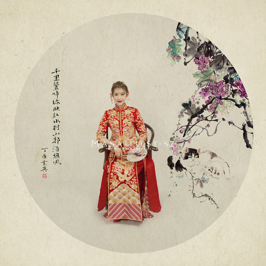 中国风工笔画风格婚纱照深圳婚纱摄影工作室瑪莎莉莉出品