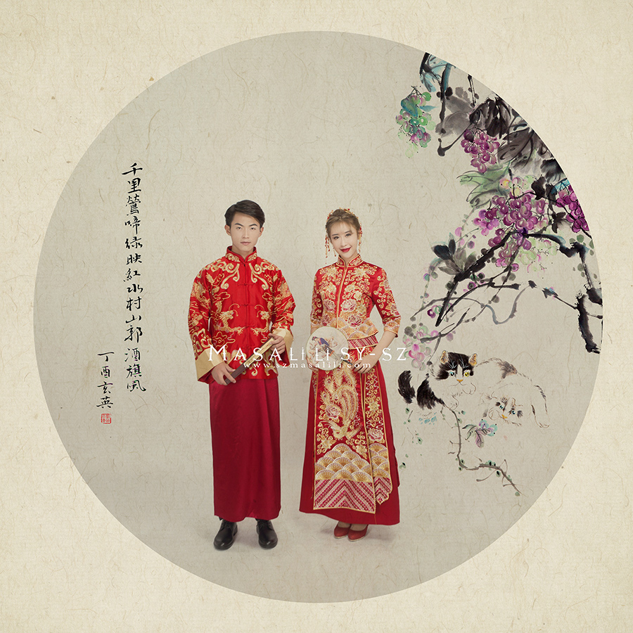 中国风工笔画风格婚纱照深圳婚纱摄影工作室瑪莎莉莉出品