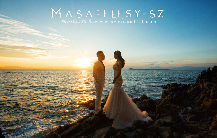 刘先生&刘小姐幸福浪漫海景婚纱照深圳最美夕阳婚纱照拍摄地玛莎莉莉出品客照分享