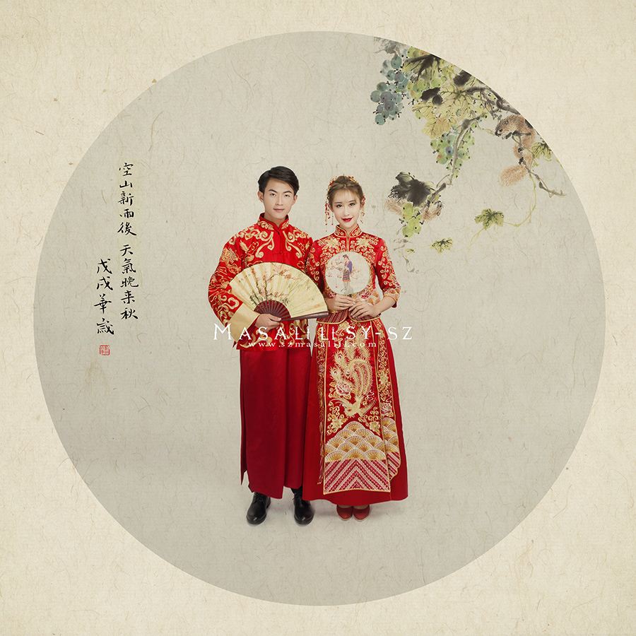 中国风工笔画风格婚纱照深圳婚纱摄影工作室瑪莎莉莉出品